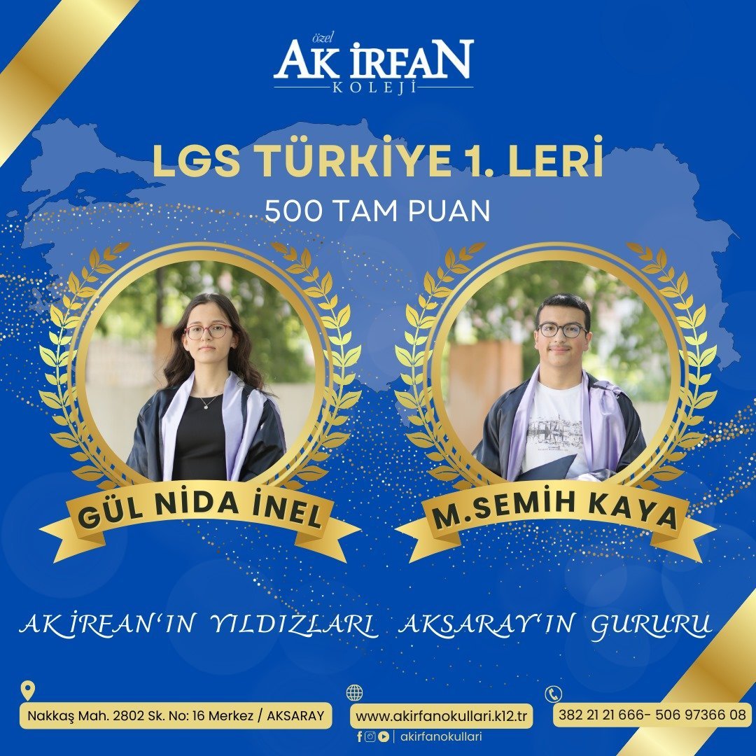 Aksaray'ın gururu Ak Irfan Koleji, LGS'de yine zirvede!